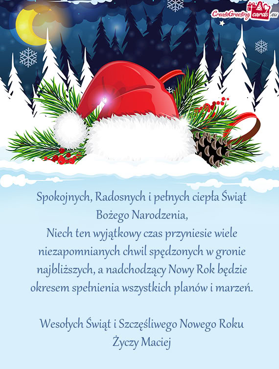 Spokojnych, Radosnych i pełnych ciepła Świąt Bożego Narodzenia,  Niech