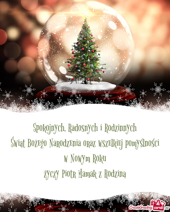 Spokojnych, Radosnych i Rodzinnych  Świąt Bożego Narodzenia oraz wszelkiej