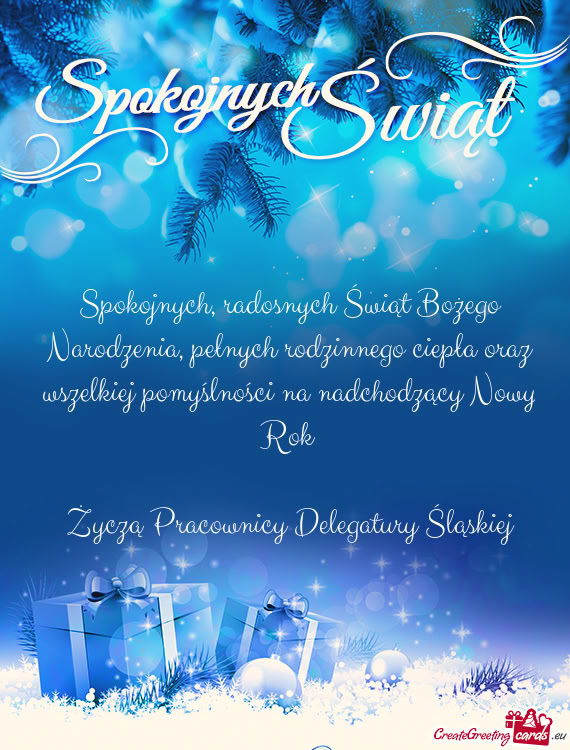 Spokojnych, radosnych Świąt Bożego Narodzenia, pełnych rodzinnego ciepła oraz wszelkiej pomyśl