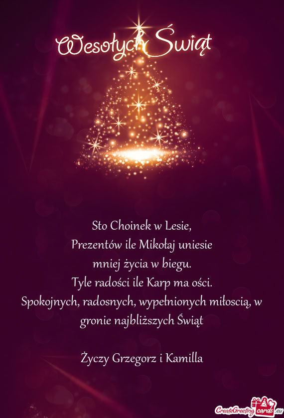 Spokojnych, radosnych, wypełnionych miłoscią, w gronie najbliższych Świąt