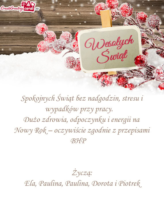 Spokojnych Świąt bez nadgodzin, stresu i wypadków przy pracy.🎄