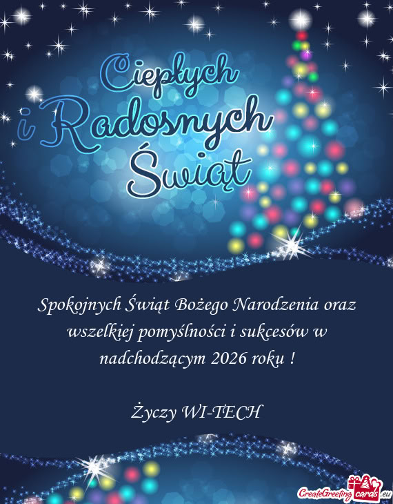 Spokojnych Świąt Bożego Narodzenia oraz wszelkiej pomyślności i sukcesów w nadchodzącym 2026