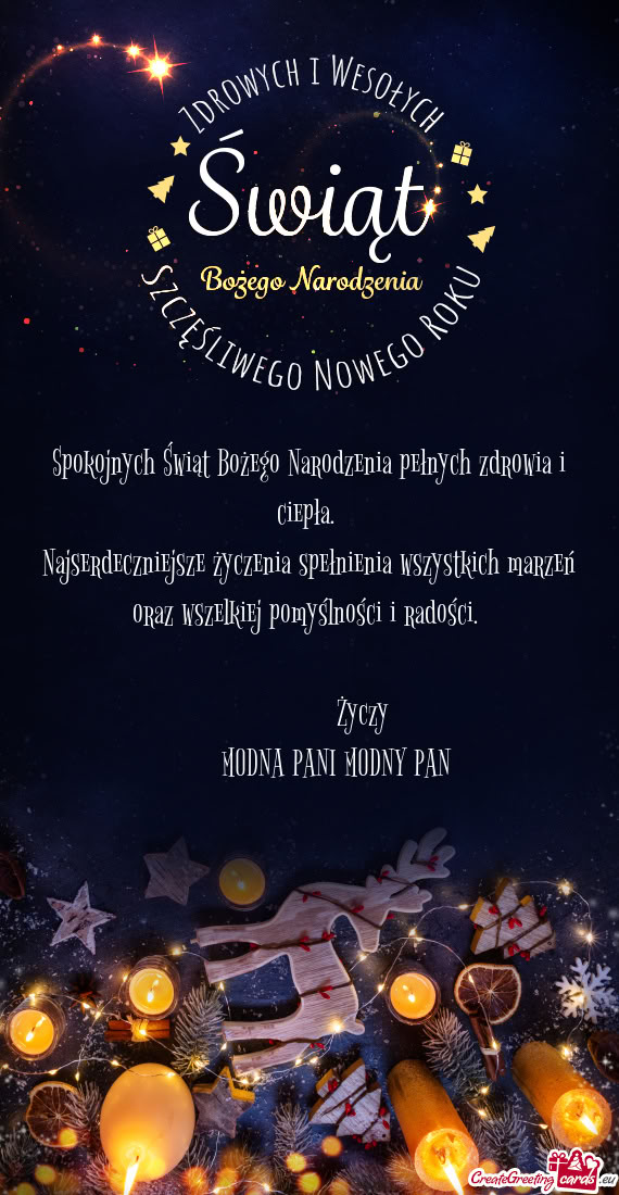 Spokojnych Świąt Bożego Narodzenia pełnych zdrowia i ciepła