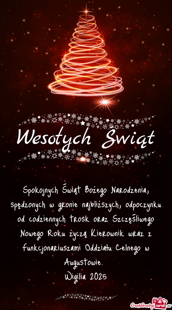 Spokojnych Świąt Bożego Narodzenia, spędzonych w gronie najbliższych,