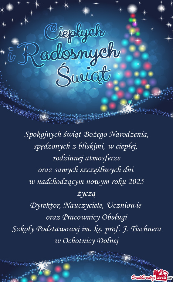 Spokojnych świąt Bożego Narodzenia, spędzonych z bliskimi, w ciepłej