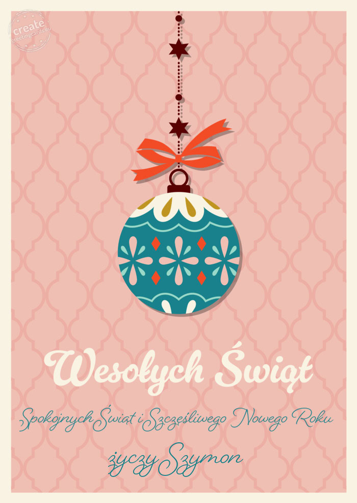 Spokojnych Świąt i Szczęśliwego Nowego Roku Szymon