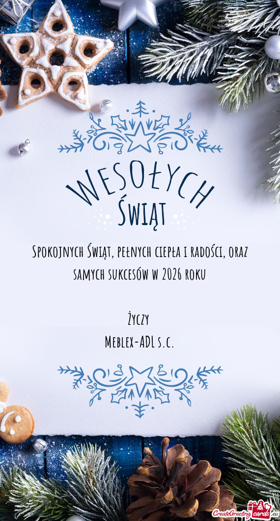 Spokojnych Świąt, pełnych ciepła i radości, oraz samych sukcesów w 2026 roku