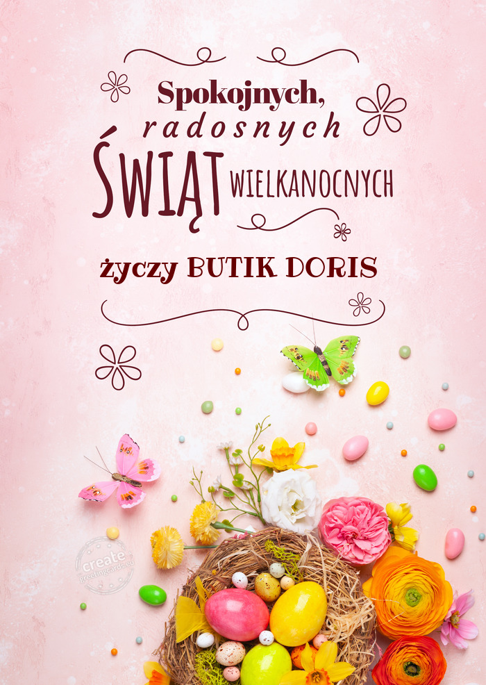 Spokojnych świąt wielkanocnych BUTIK DORIS