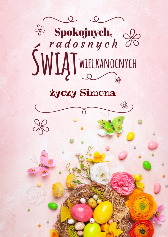 Spokojnych świąt wielkanocnych Simona
