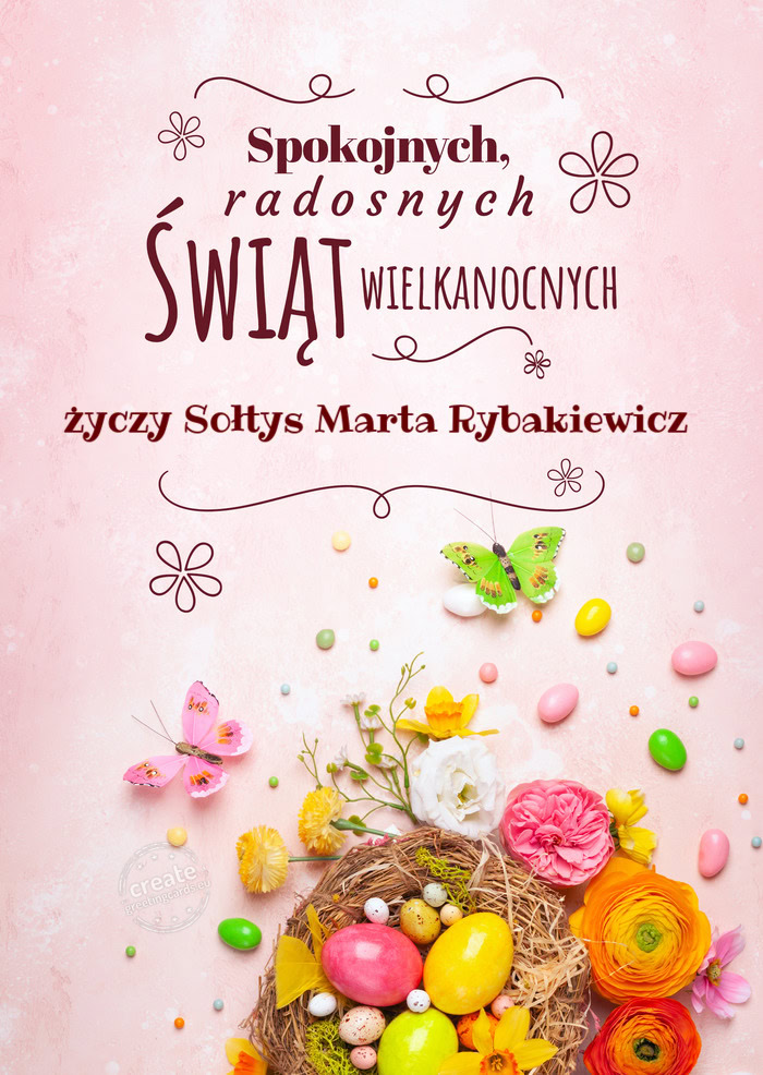 Spokojnych świąt wielkanocnych Sołtys Marta Rybakiewicz