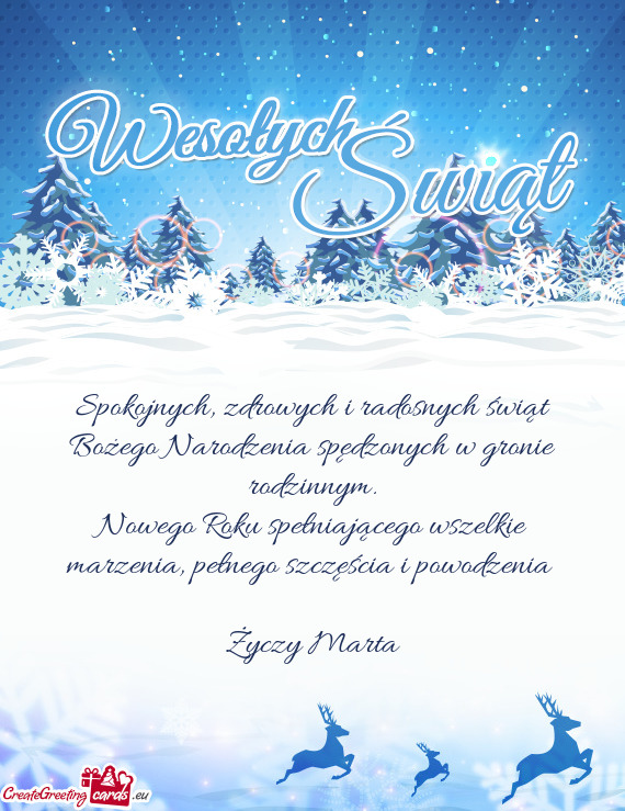 Spokojnych, zdrowych i radosnych świąt Bożego Narodzenia spędzonych w gronie rodzinnym