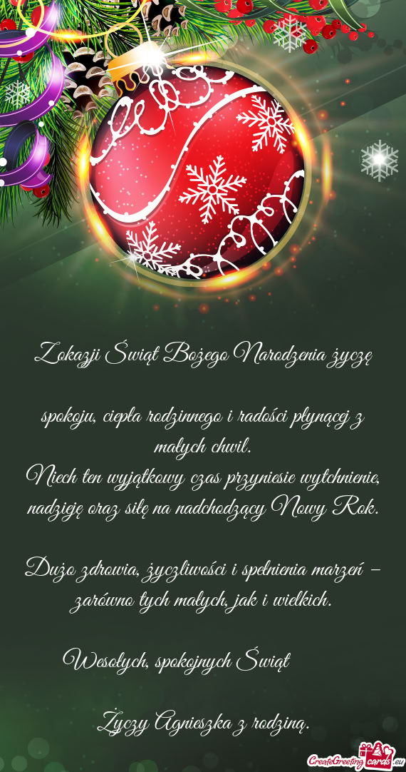 Spokoju, ciepła rodzinnego i radości płynącej z małych chwil