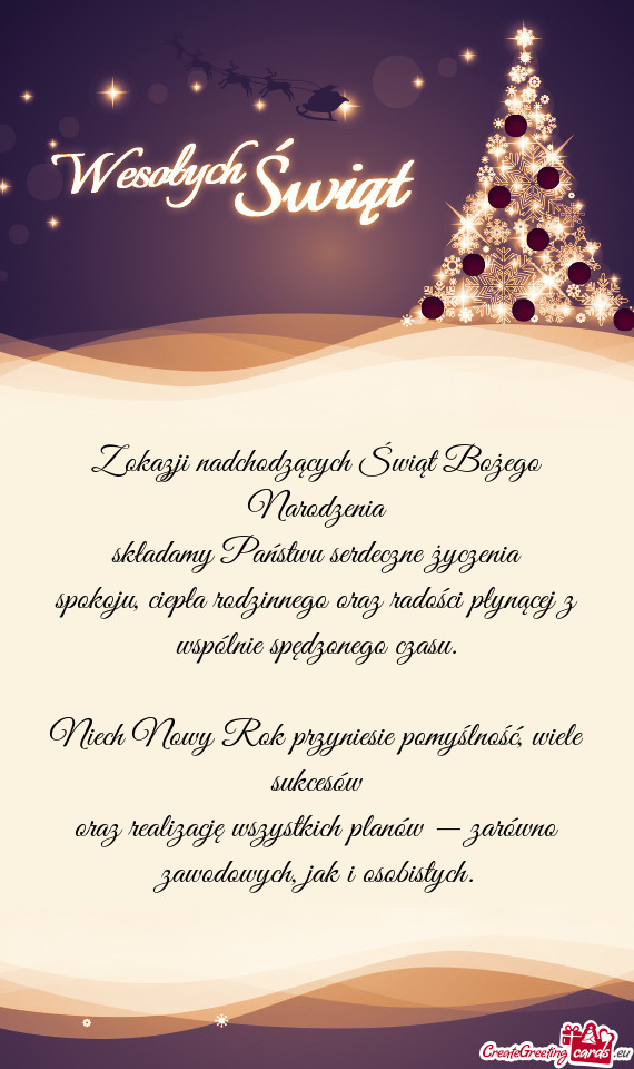 Spokoju, ciepła rodzinnego oraz radości płynącej z wspólnie spędzonego czasu