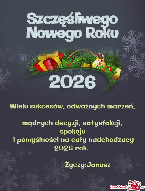 Spokoju i pomyślności na cały nadchodzacy 2026 rok