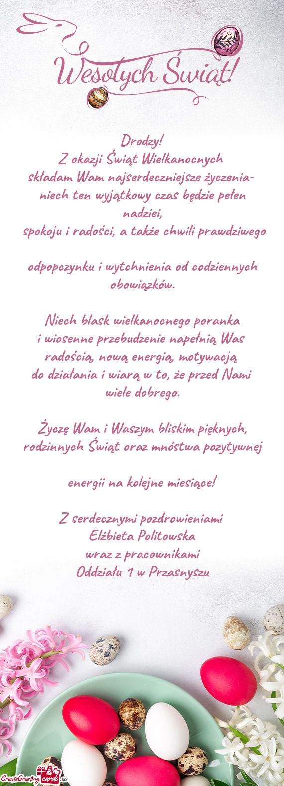 Spokoju i radości, a także chwili prawdziwego