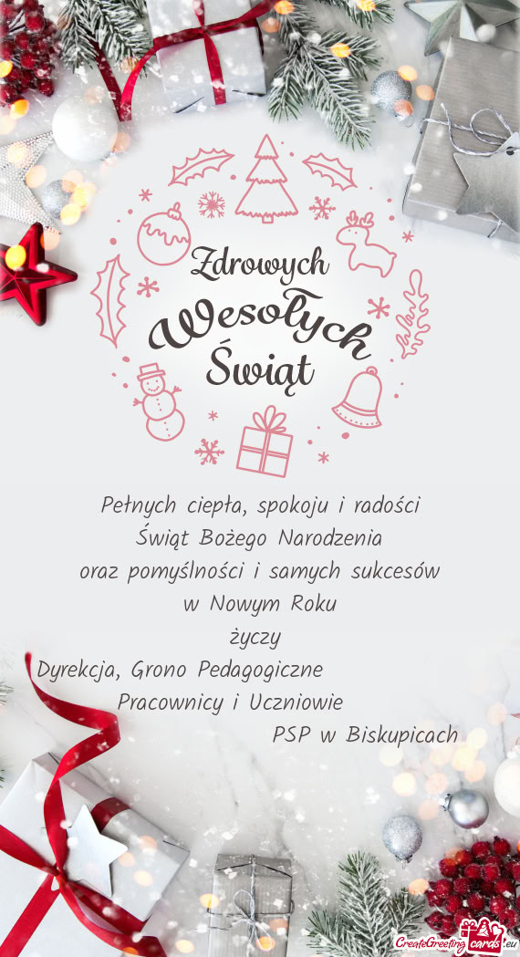Spokoju i radości Świąt Bożego Narodzenia oraz pomyślności i samych sukcesów w Nowym Roku