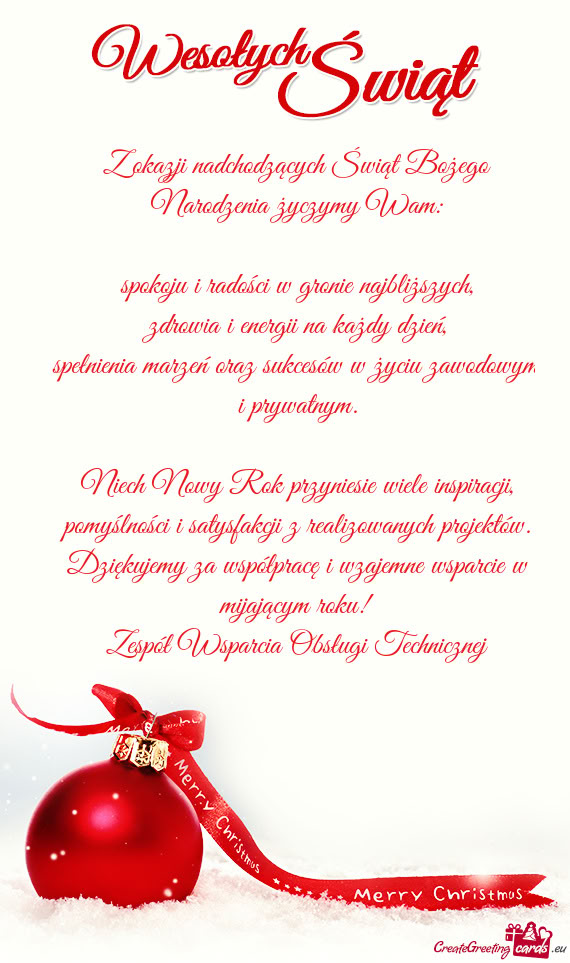 Spokoju i radości w gronie najbliższych