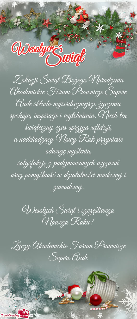 Spokoju, inspiracji i wytchnienia. Niech ten świąteczny czas sprzyja refleksji