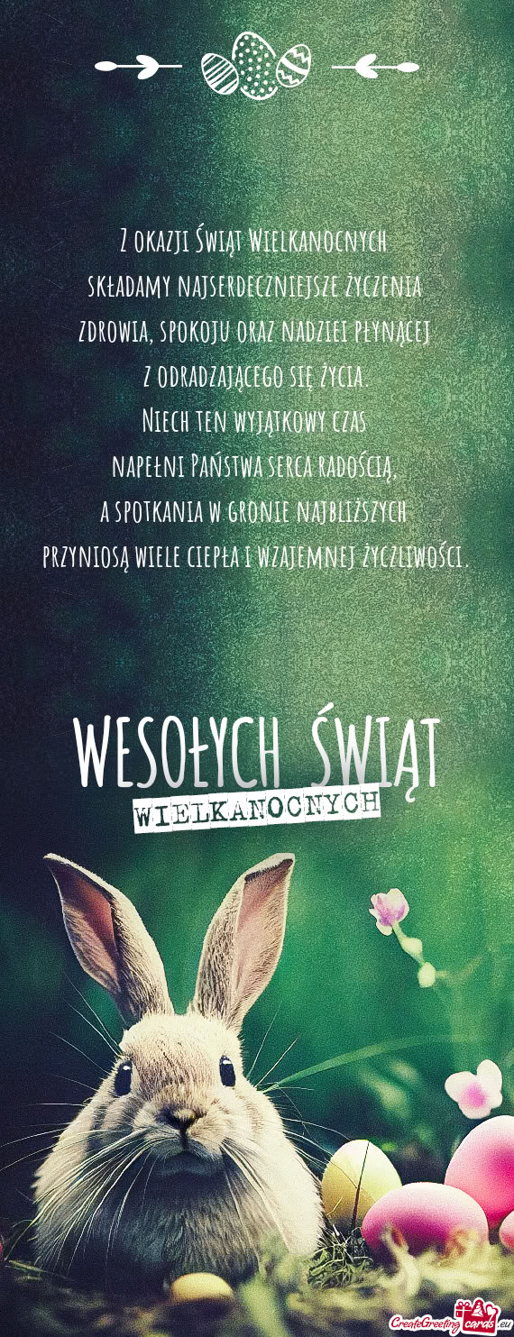 Spokoju oraz nadziei płynącej z odradzającego się życia