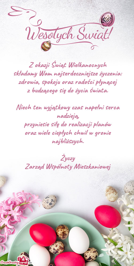 Spokoju oraz radości płynącej z budzącego się do życia świata