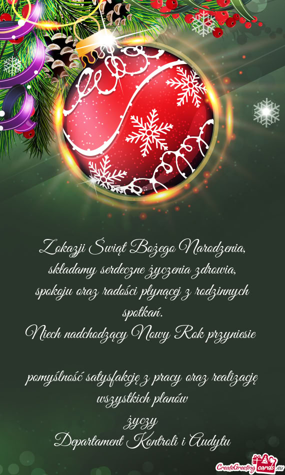 Spokoju oraz radości płynącej z rodzinnych spotkań