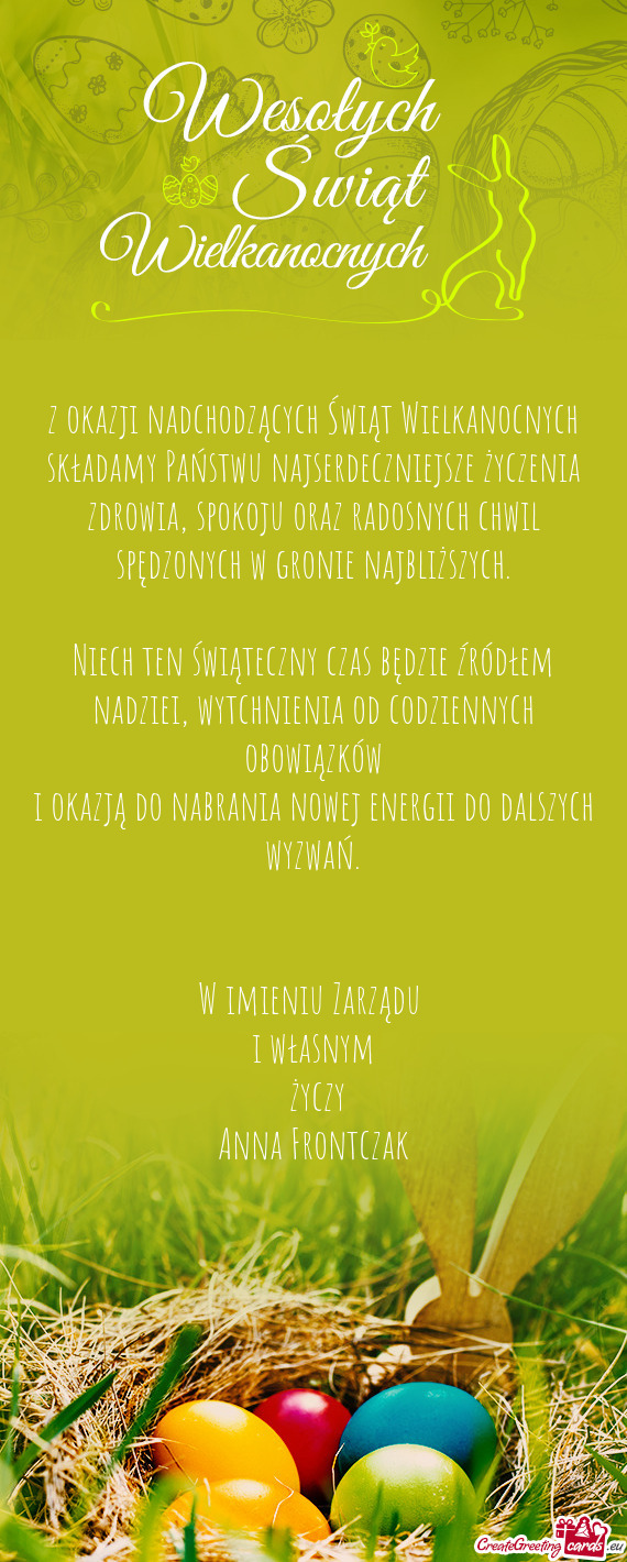 Spokoju oraz radosnych chwil spędzonych w gronie najbliższych