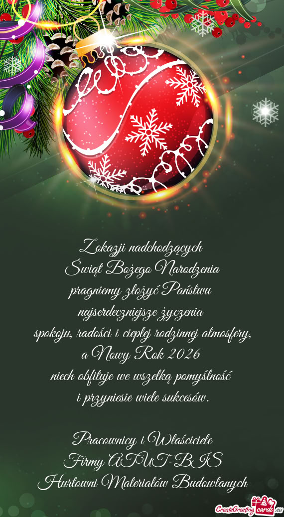 Spokoju, radości i ciepłej rodzinnej atmosfery