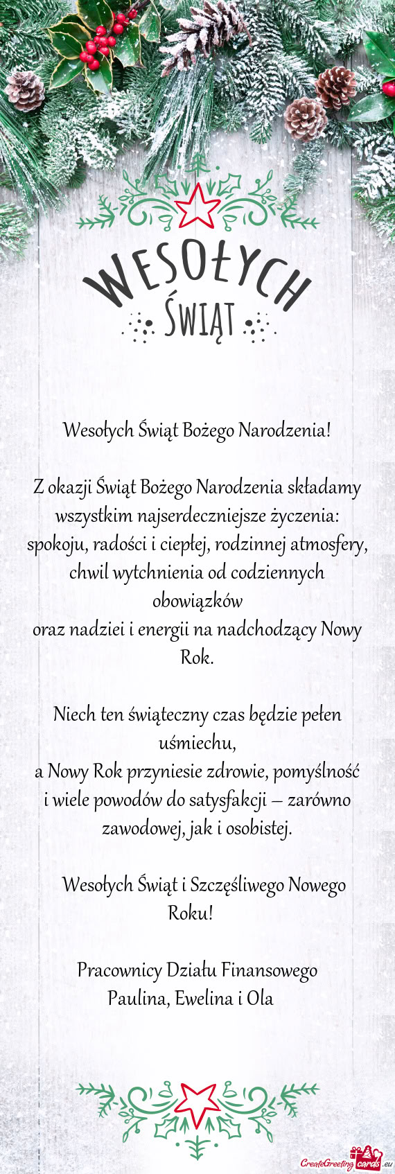 Spokoju, radości i ciepłej, rodzinnej atmosfery