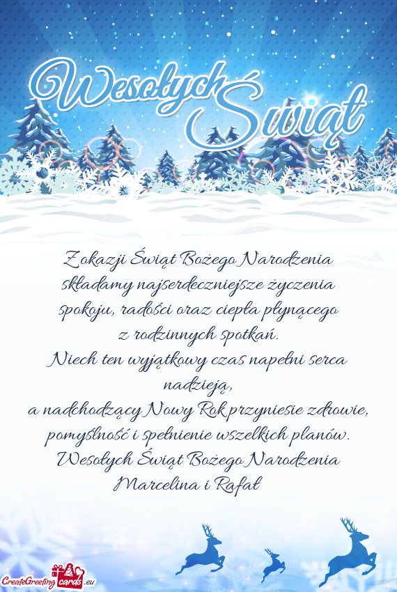 Spokoju, radości oraz ciepła płynącego