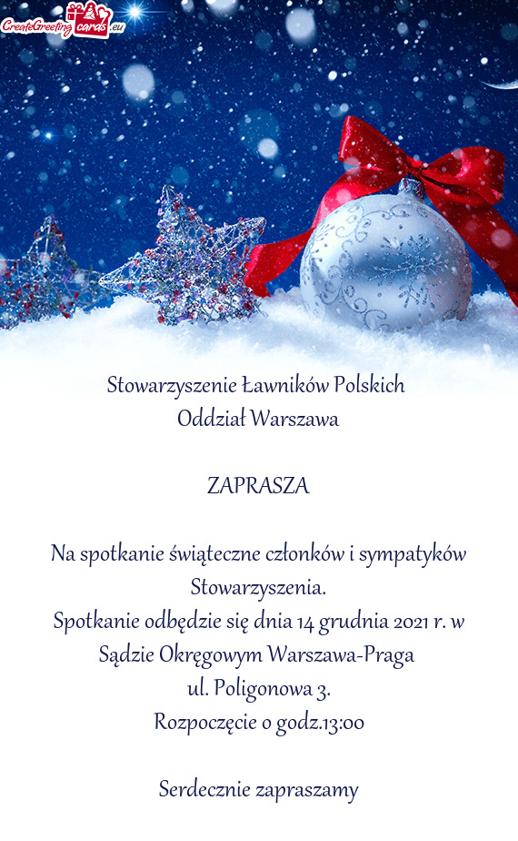 Spotkanie odbędzie się dnia 14 grudnia 2021 r. w Sądzie Okręgowym Warszawa-Praga
