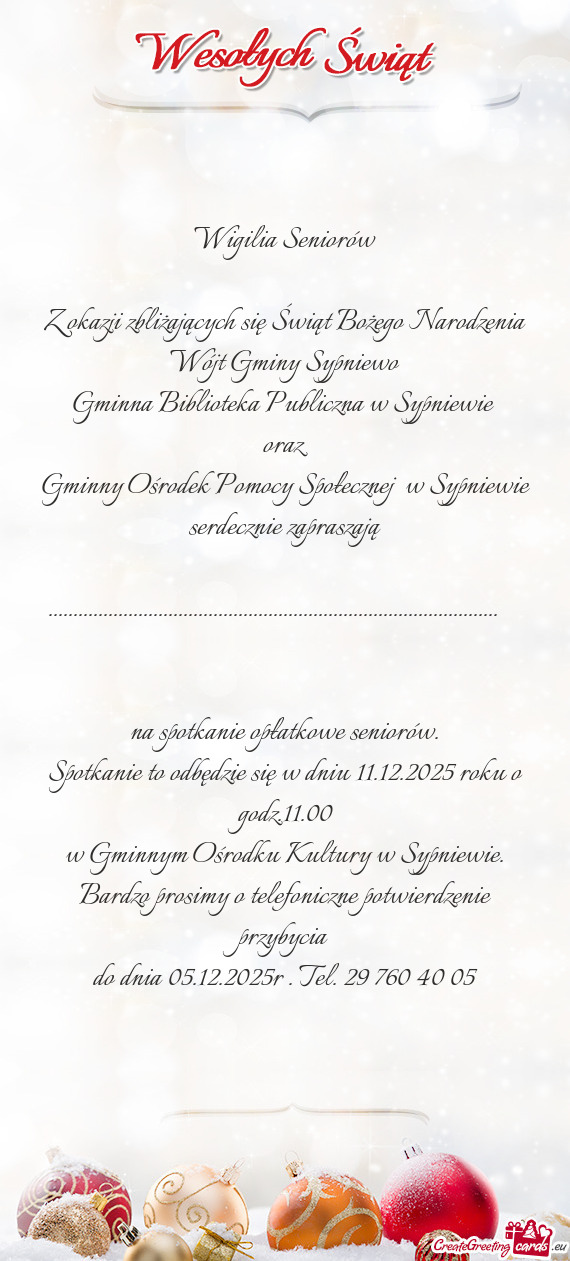 Spotkanie to odbędzie się w dniu 11.12.2025 roku o godz.11.00