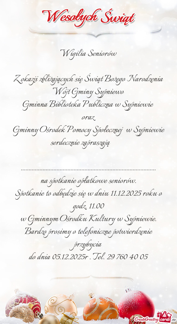 Spotkanie to odbędzie się w dniu 11.12.2025 roku o godz. 11.00