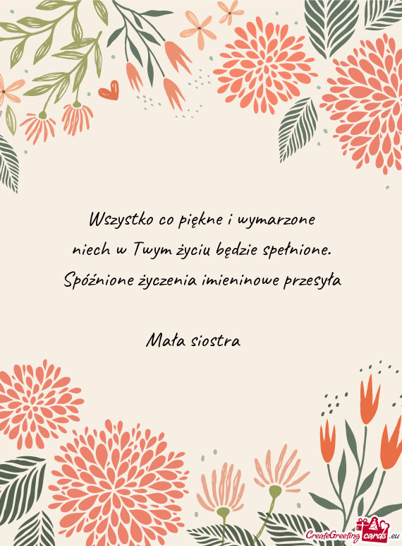 Spóźnione życzenia imieninowe przesyła
