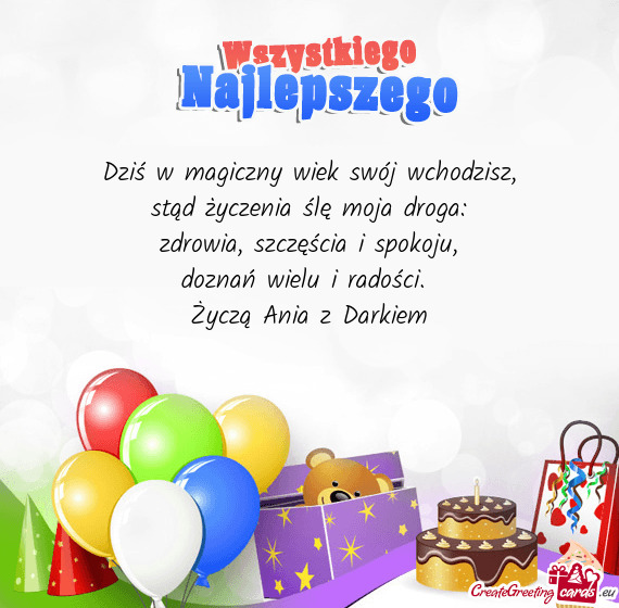 Stąd życzenia ślę moja droga