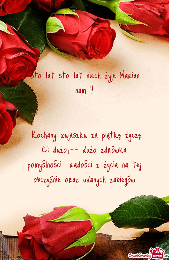 Sto lat sto lat niech żyje Marian nam