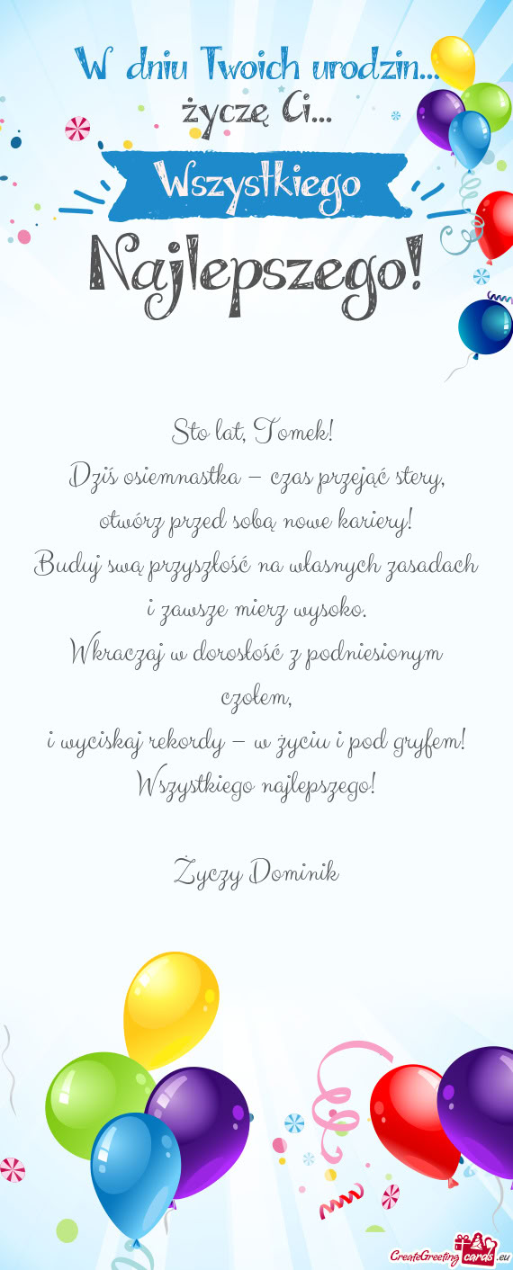 Sto lat, Tomek