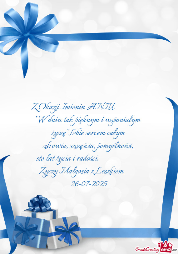 Sto lat życia i radości.        Małgosia z Leszkiem   26-0