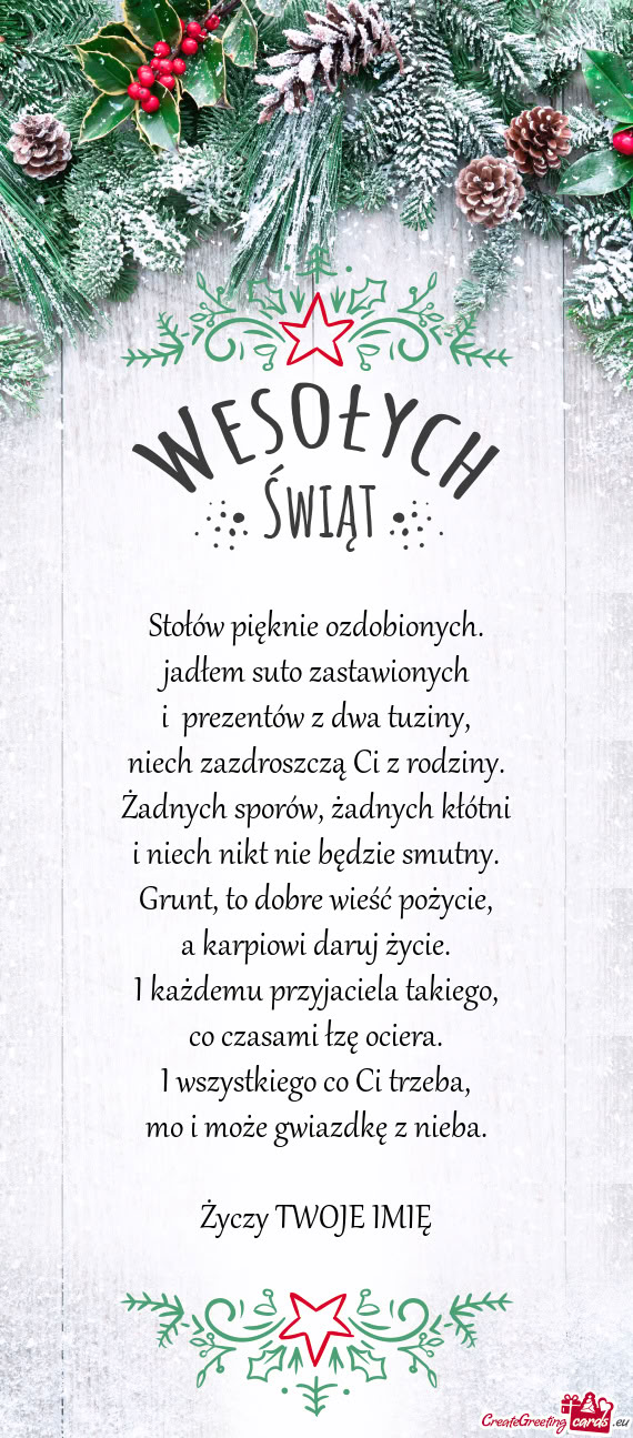 Stołów pięknie ozdobionych.  jadłem suto zastawionych  i  prezentów z dwa