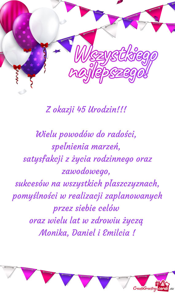 Sukcesów na wszystkich płaszczyznach, pomyślności w realizacji zaplanowanych przez siebie celów
