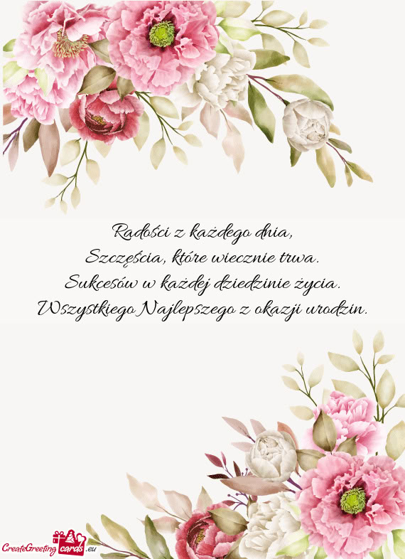 Sukcesów w każdej dziedzinie życia. Wszystkiego Najlepszego z okazji urodzin