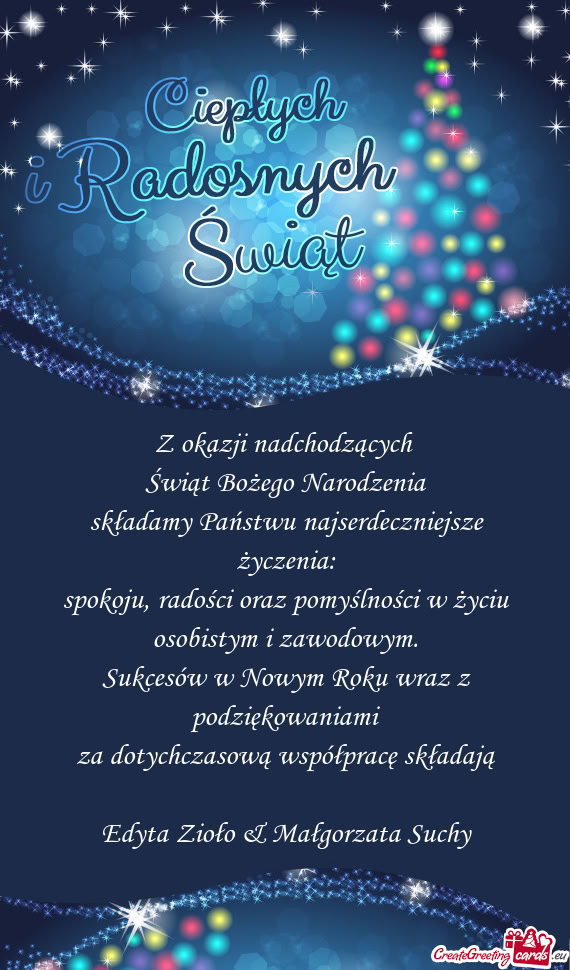 Sukcesów w Nowym Roku wraz z podziękowaniami