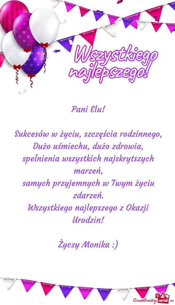 Sukcesów w życiu, szczęścia rodzinnego