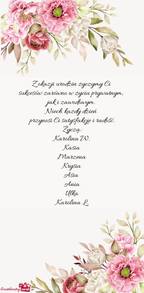 Sukcesów zarówno w życiu prywatnym