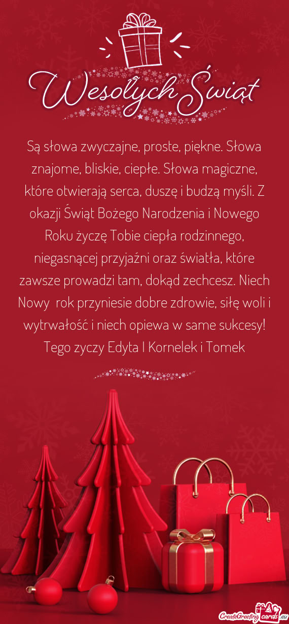 Sukcesy! Tego zyczy Edyta I Kornelek i Tomek