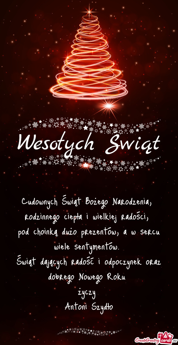 Świąt dających radość i odpoczynek oraz dobrego Nowego Roku