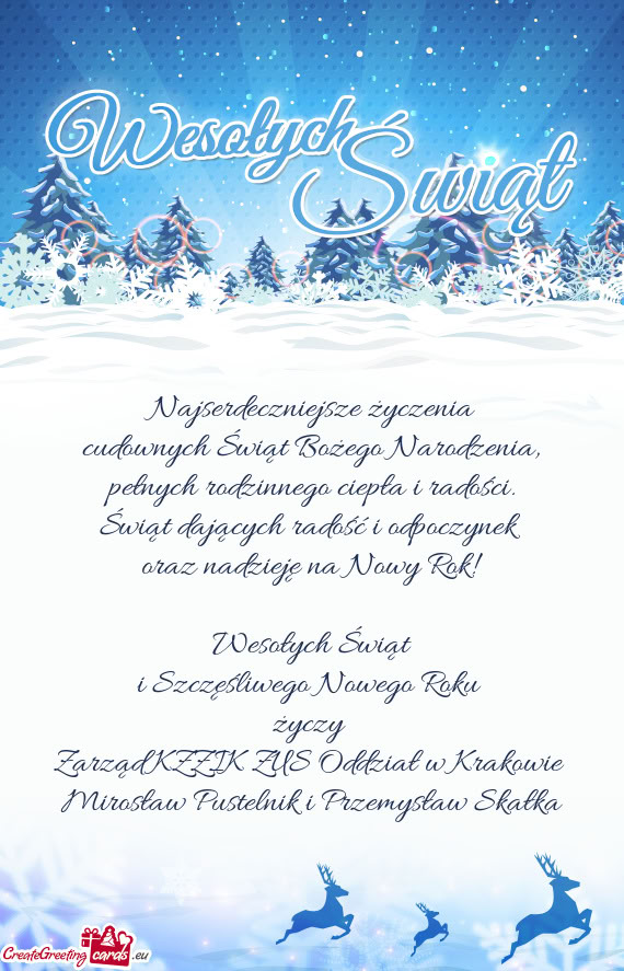 Świąt dających radość i odpoczynek oraz nadzieję na Nowy Rok! Wesołych Świąt i Szcz