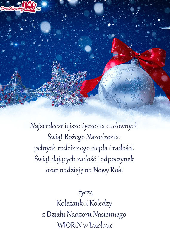 Świąt dających radość i odpoczynek oraz nadzieję na Nowy Rok!  życzą Koleżanki i K