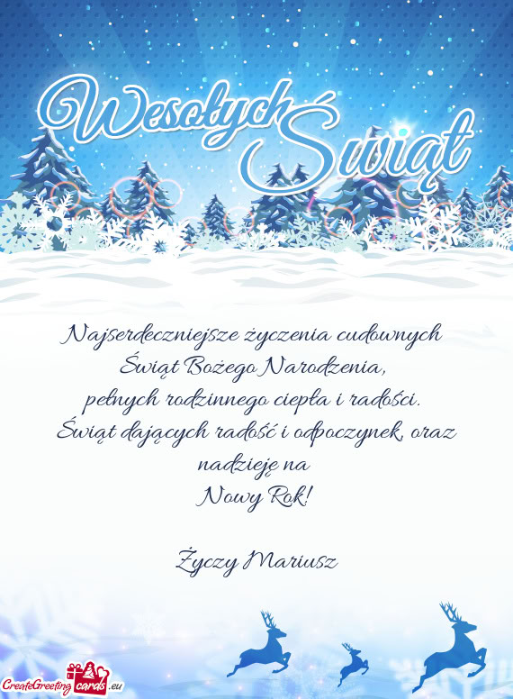 Świąt dających radość i odpoczynek, oraz nadzieję na