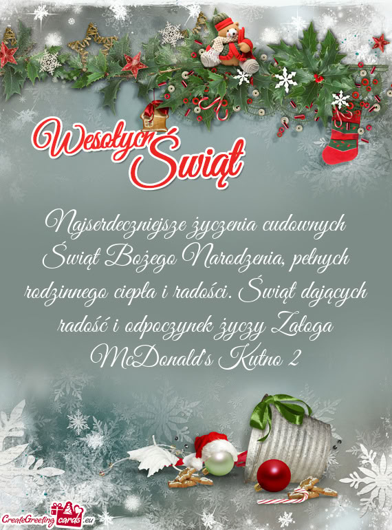 Świąt dających radość i odpoczynek Załoga McDonald's Kutno 2