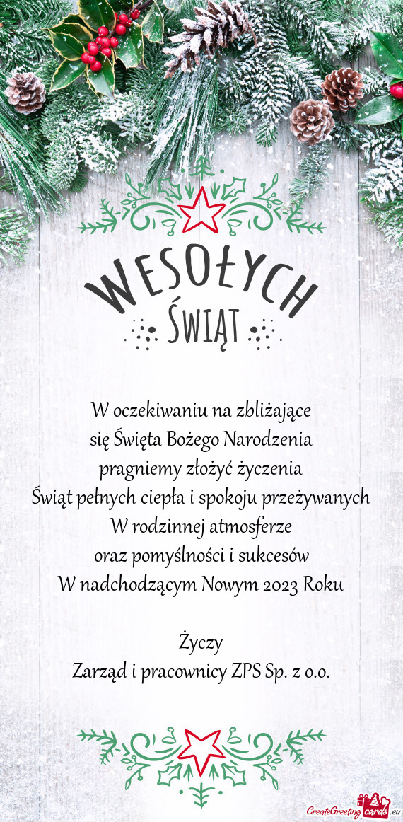 Świąt pełnych ciepła i spokoju przeżywanych